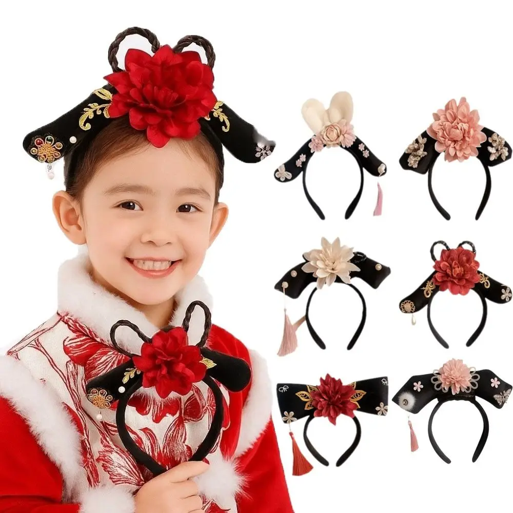 

Classical Rhinestone Ancient Style Headwear Cloth Pearl Hanfu Hair Hoop Antique Flower Chinese Style Headband Cheongsam