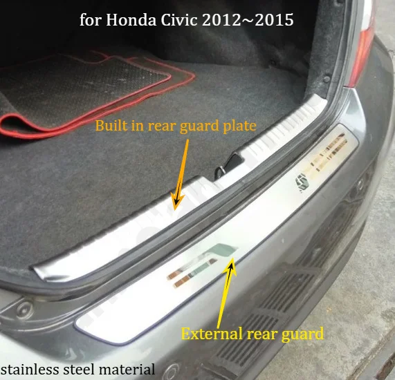 for Honda Civic 2012~2015 Stainless steel trunk guard pedals/exterior decorative accessories/auto parts