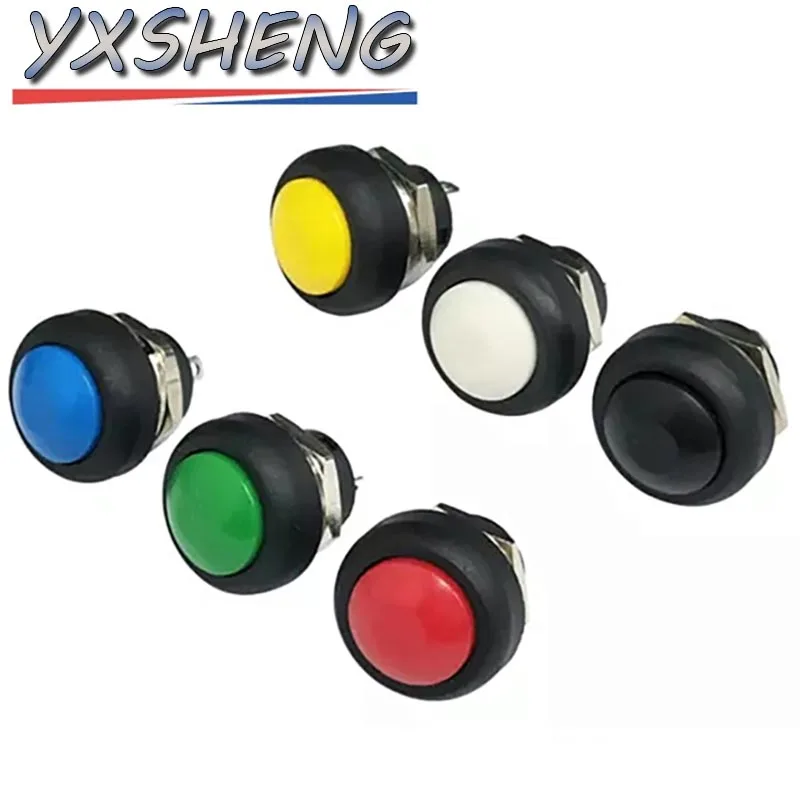 6PCS PBS-33B 2Pin Mini Switch 12mm 12V 1A Waterproof Momentary Push Button Switch Since The Reset Non-locking