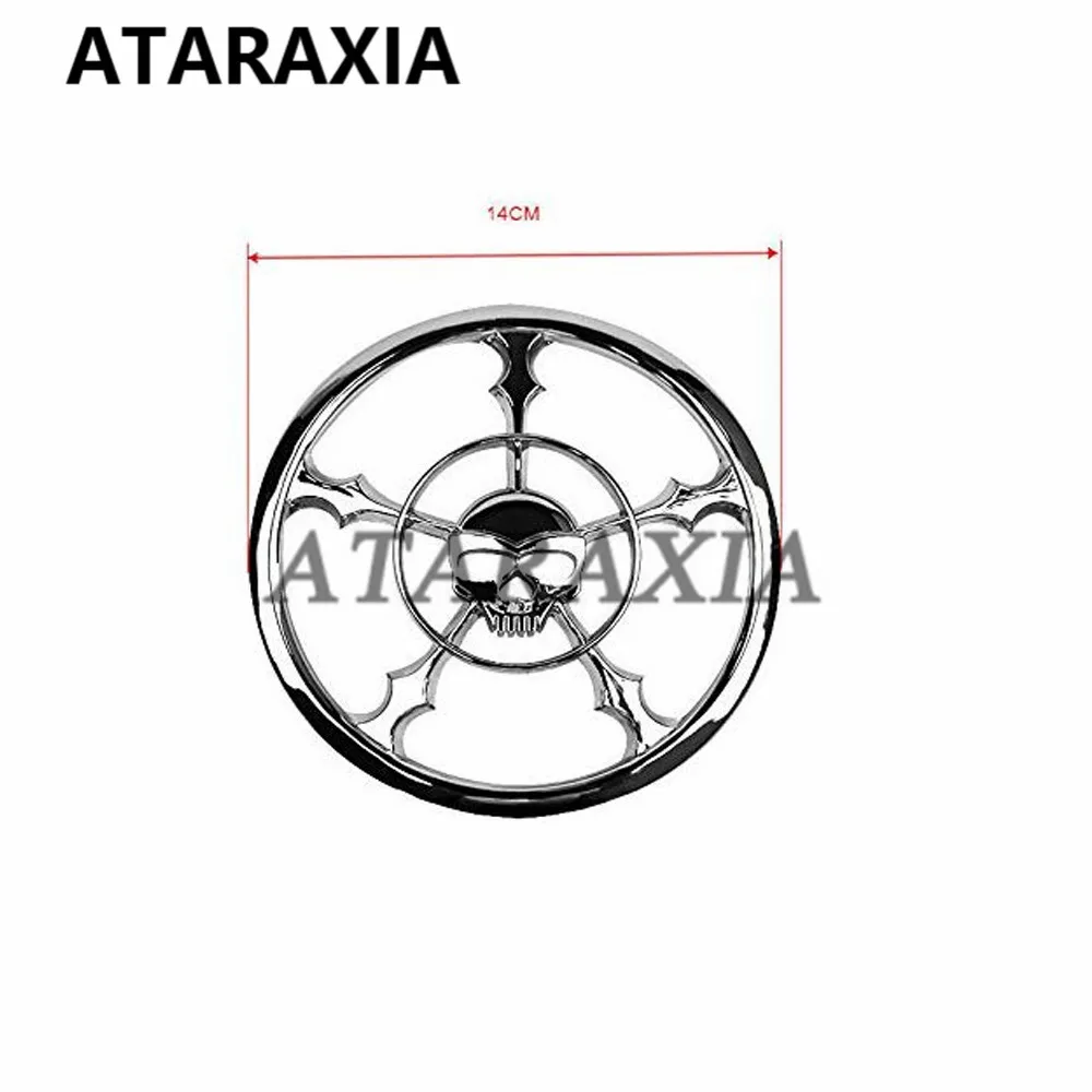 Akcesoria motocyklowe 5-1/2 "chromowana czaszka głośnik tapicerka osłona grilla dla Harley Touring 2014-2023 Electra przemieszczanie się po ulicy Trikes — zdjęcie 6