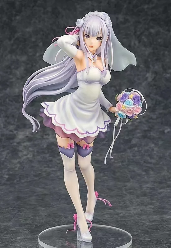 

In Stock Original Re:Life In A Different World From Zero Emilia Wedding Dresses Ver. Anime Figure Collectible Model Toy Ornament