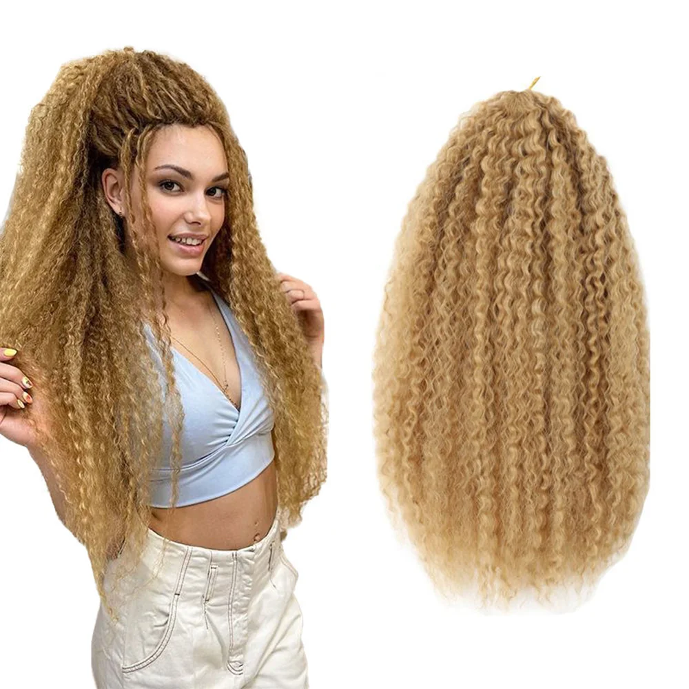 20 بوصة الاصطناعية البرازيلي الضفائر Crocet الشعر لينة أومبير مارلي وصلات شعر ياكي غريب مجعد الكروشيه الشعر للنساء السود