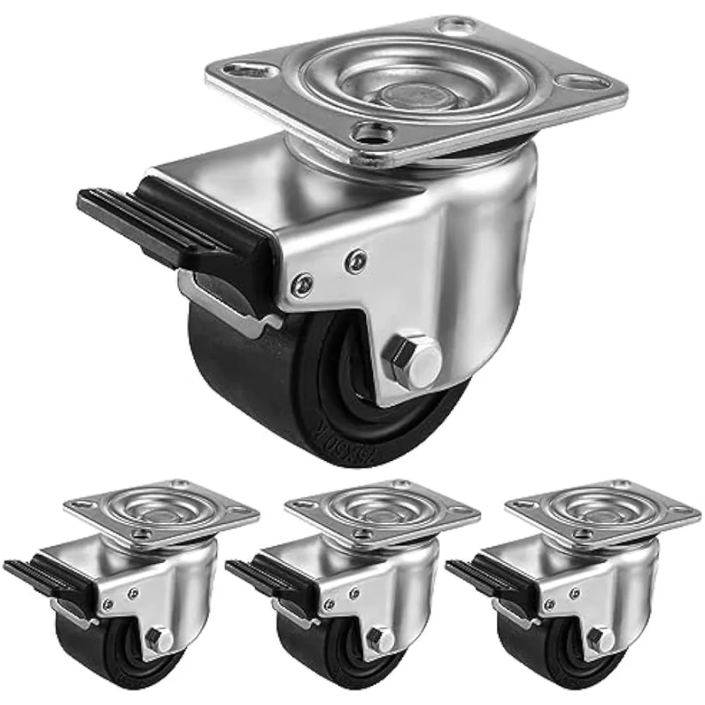 3-Inch Casters Set of 4, Heavy Duty Casters 4400 LBS, Industrial Casters Wheels with Brake, Low Center Gravity Design Top Plate