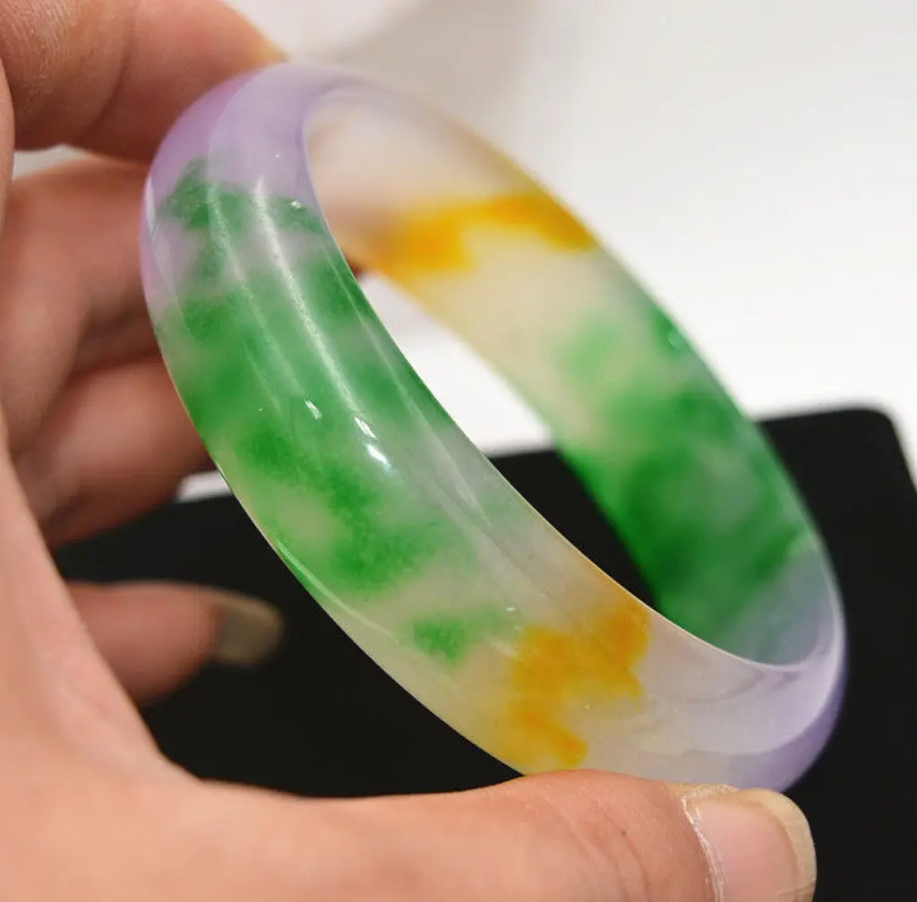 Chinese Natural Nephrite Lavender Green Jade Jadeite Bangle Bracelet 56-64mm