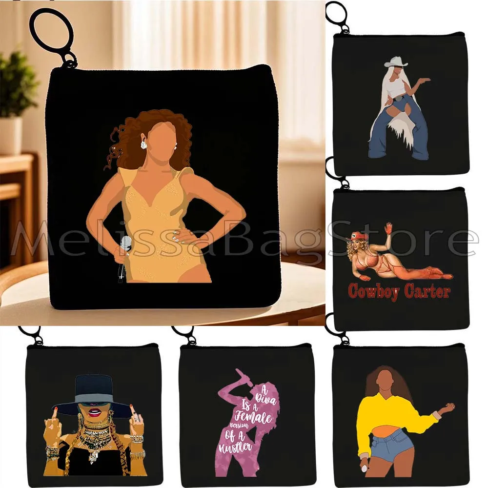 

Love Beyonce Singer Poster Fan Cute Gift Men Women Girls Canvas Coin Purse Small Square Key Storage Card Bag Wallet Zipper Pouch
