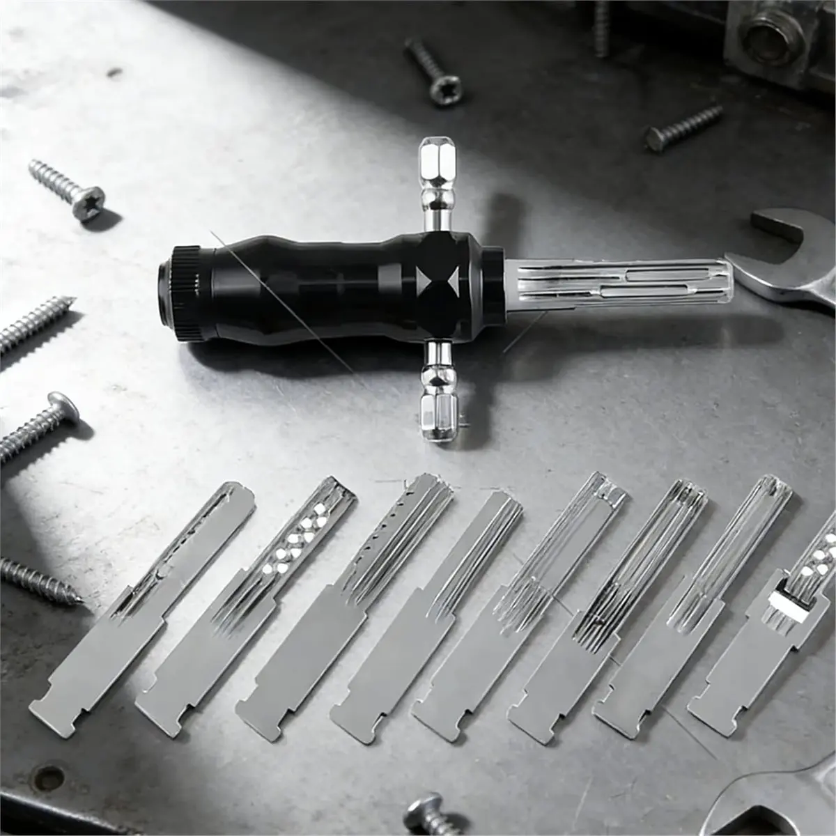 2026 New Tubular Lock Pick Set:9-in-1 Unlocking Tool with Interchangeable Stainless Steel Keys,for Locksmiths & DIY Use view 3