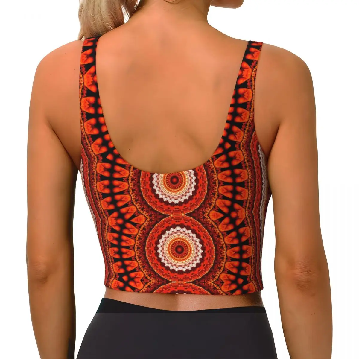 Soutiens-gorge de sport de course pour femmes, style mexicain personnalisé, rouge, orange, fleurs de mandala, rayure, entraînement, culture, précieux, Y