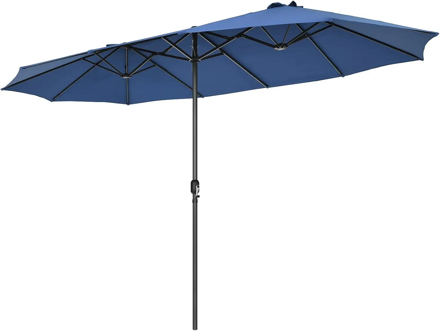 15Ft Double-Sided Patio Umbrella,Outdoor Extra Large Umbrella W/Hand-Crank System & Air Vents,W/ 12-Rib Sturdy Metal Frame Blue