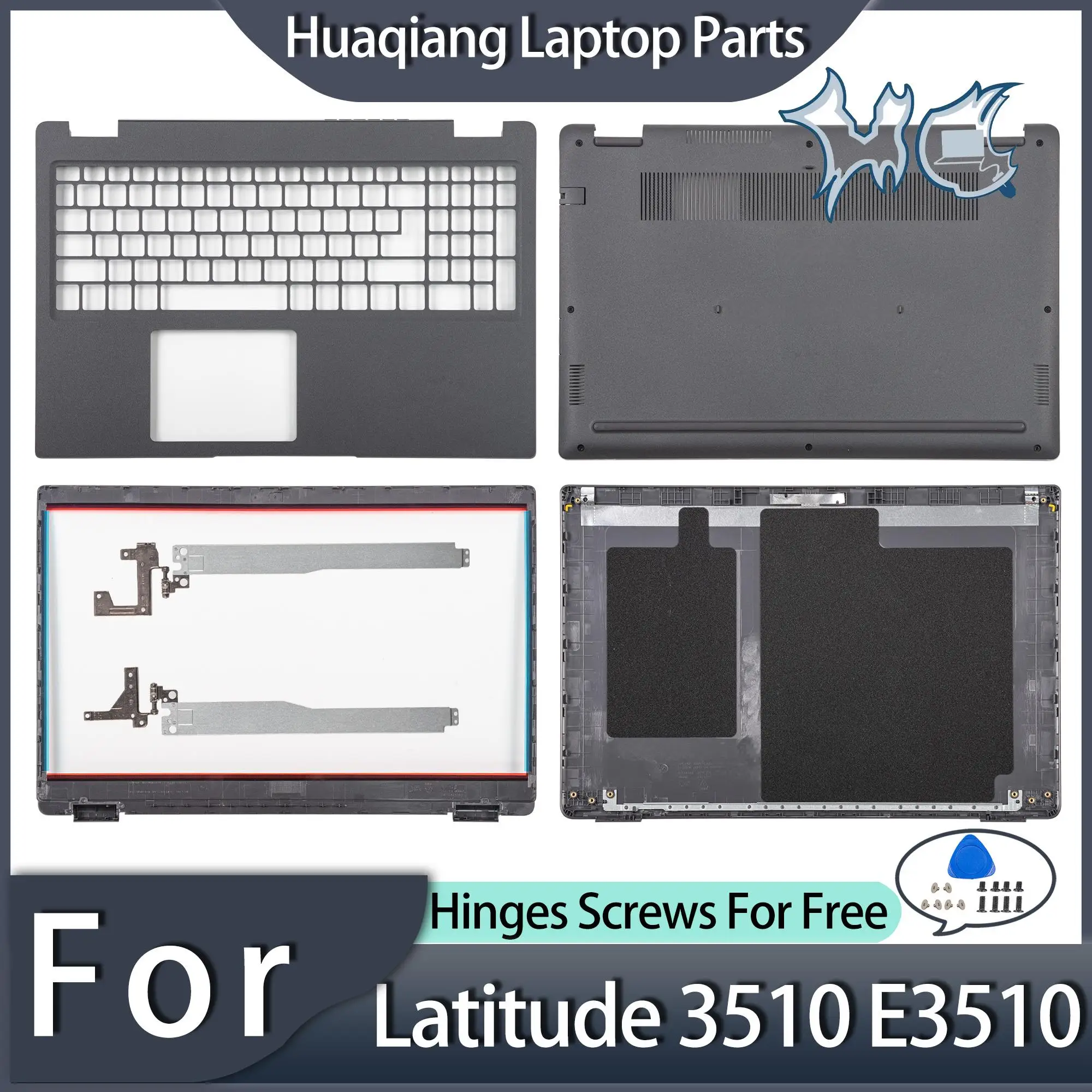 

New For Laptop Latitude 15 3510 E3510 Back LCD Top Frame Cover Screen Front Bezel Palmrest Shell Hinges Button Case Replace
