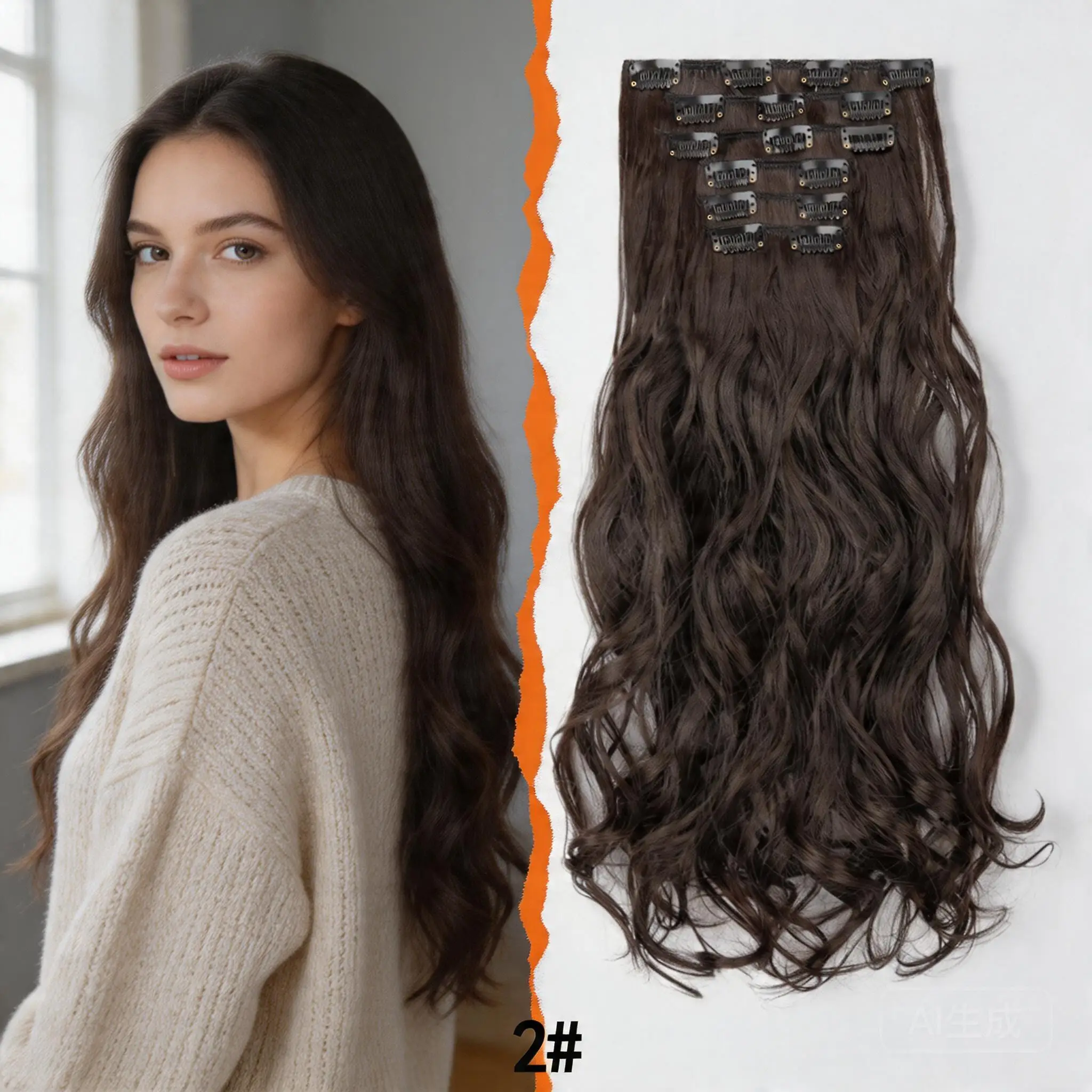 

Synthetic Clip-in Hair Extensions Long Wavy 6PCS 16 Clips Natural Full Head Hairpiece for Women Volume Enhancer Daily Party Use