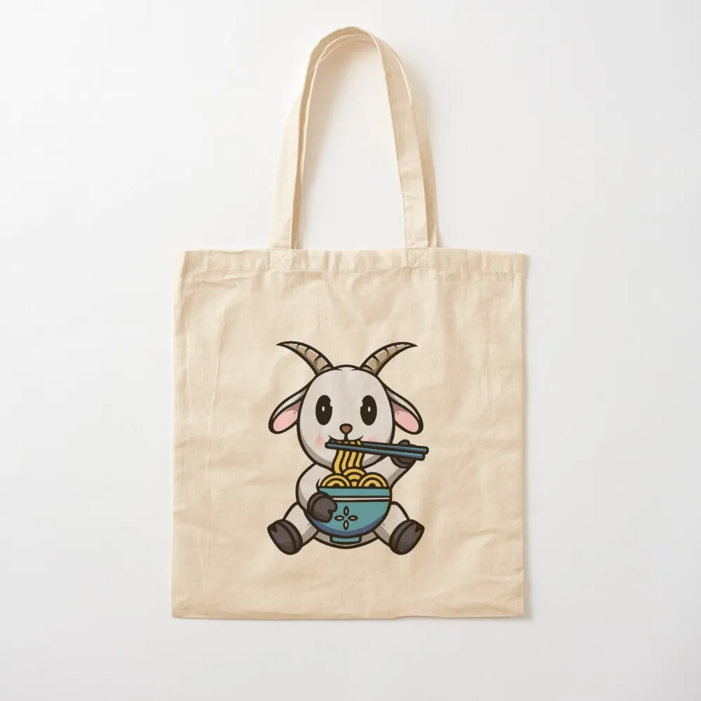 Cute Goat Eating Ramen Tote Bag Portable shopping bag Large bags for women tote bags aesthetic custom bags