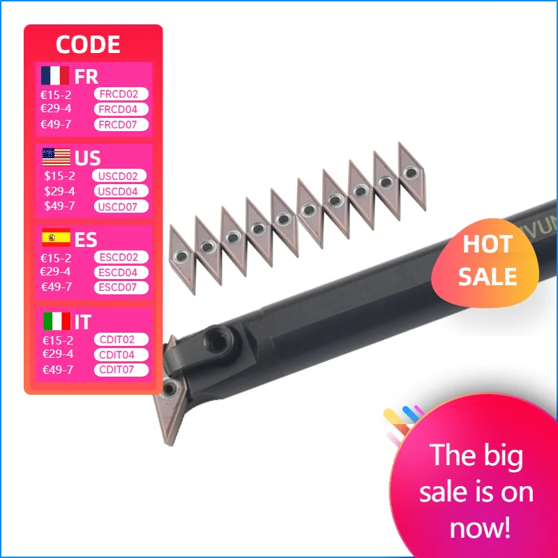 

1pc S20R-MVUNR16 S25S-MVUNR16 S40T-MVUNL16 S50U-MVUNR16 Internal Turning Tool Holder VNMG Carbide Inserts CNC Cutting Tools