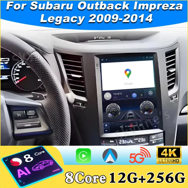 9.7 inch Android 16 For Subaru Outback 4 BR Legacy 5 2009 - 2014 Screen QLED Car Radio Multimedia Video Player Navigation GPS 4G
