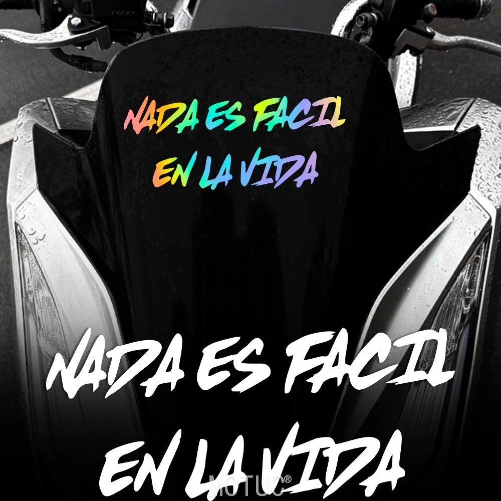 NADA ES FACIL EN LA VIDA Spanish Quote Stickers, Holographic Waterproof Vinyl Decals for Car Window, Motorcycle