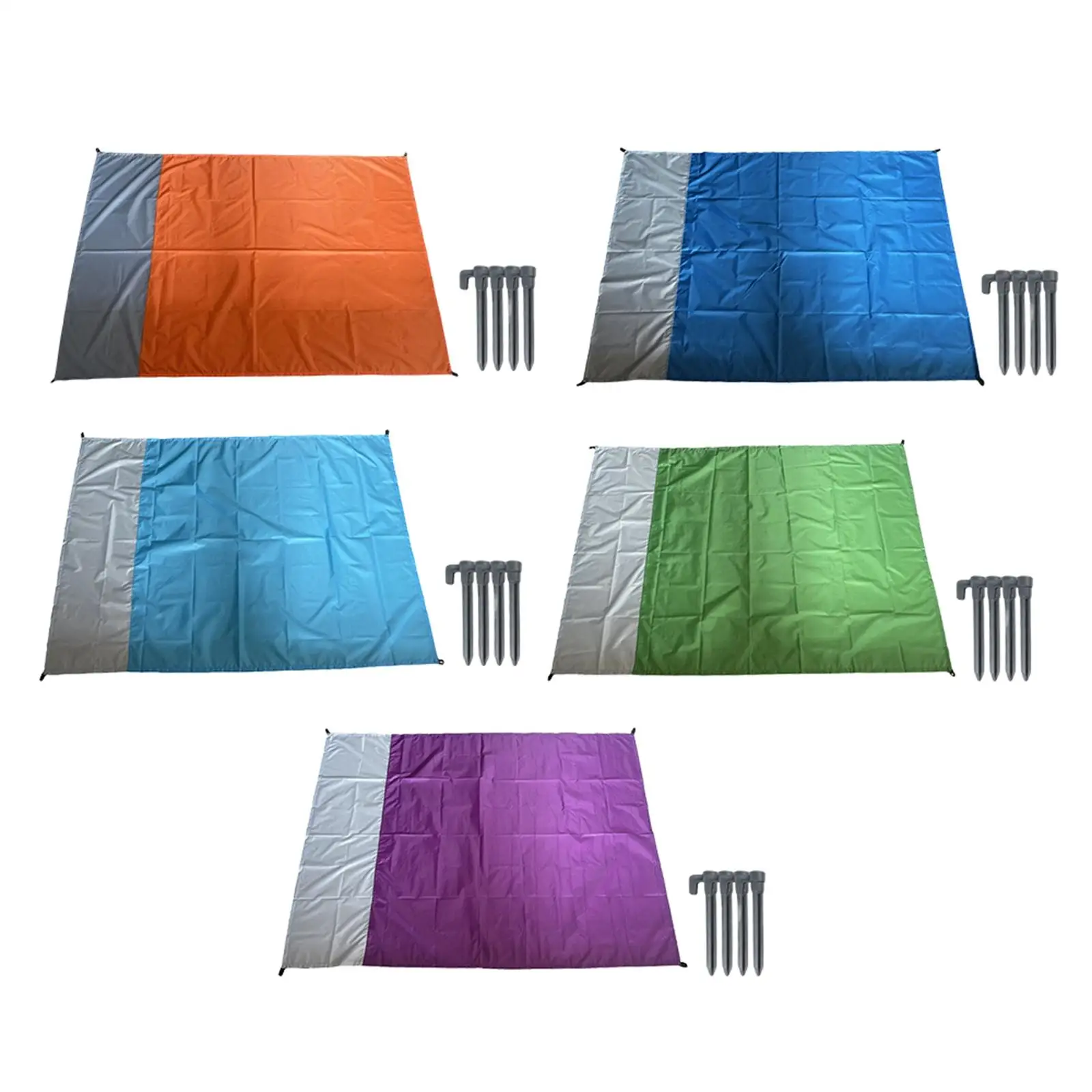 Quick Drying Folding Camping Mat Mattress and 4 Durable Stakes Sandproof Beach Mat for Hiking