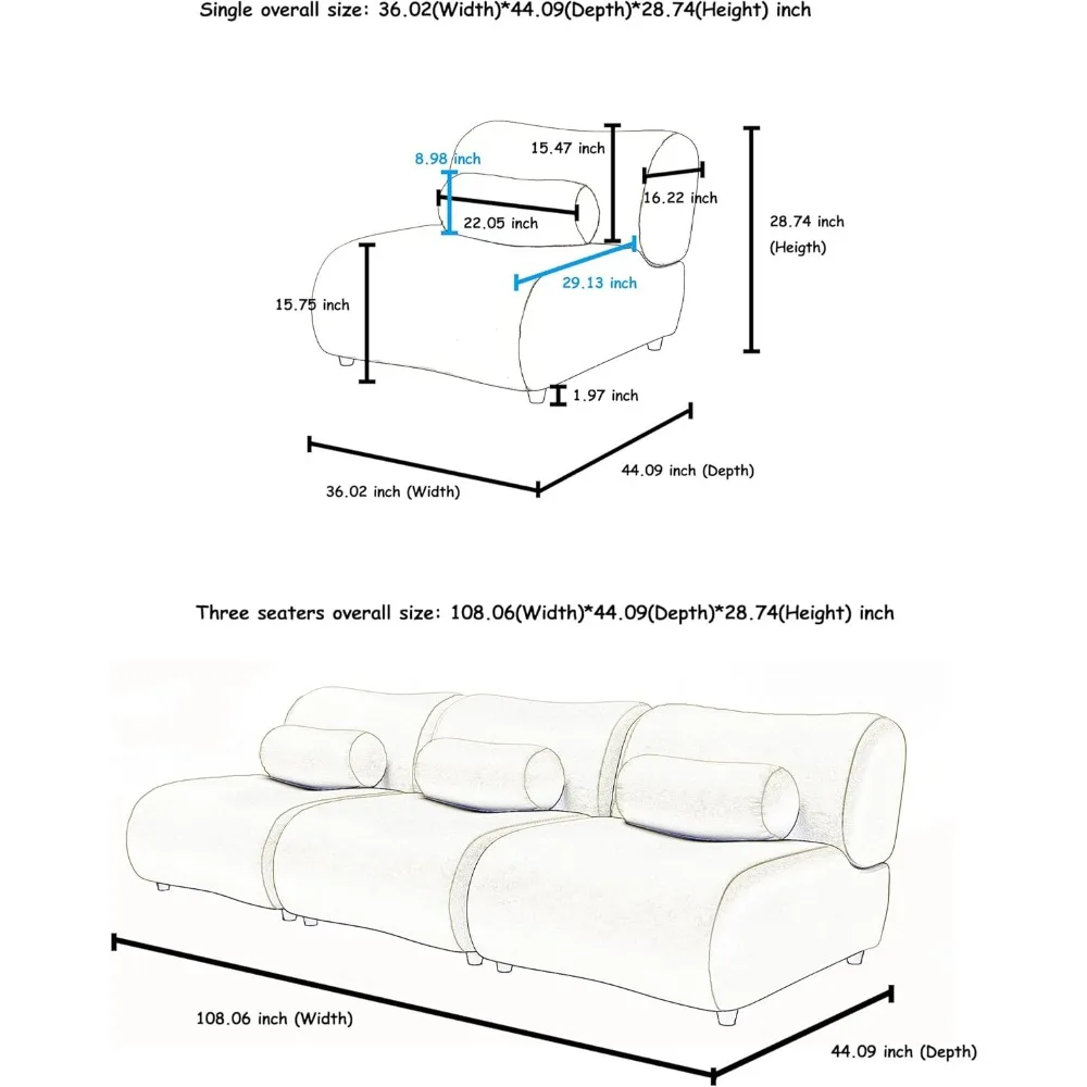 Modern Modular Sofa, Which Can Be Converted Into Super Large U-shaped or L-shaped Sofa with High-density Foam Cushion