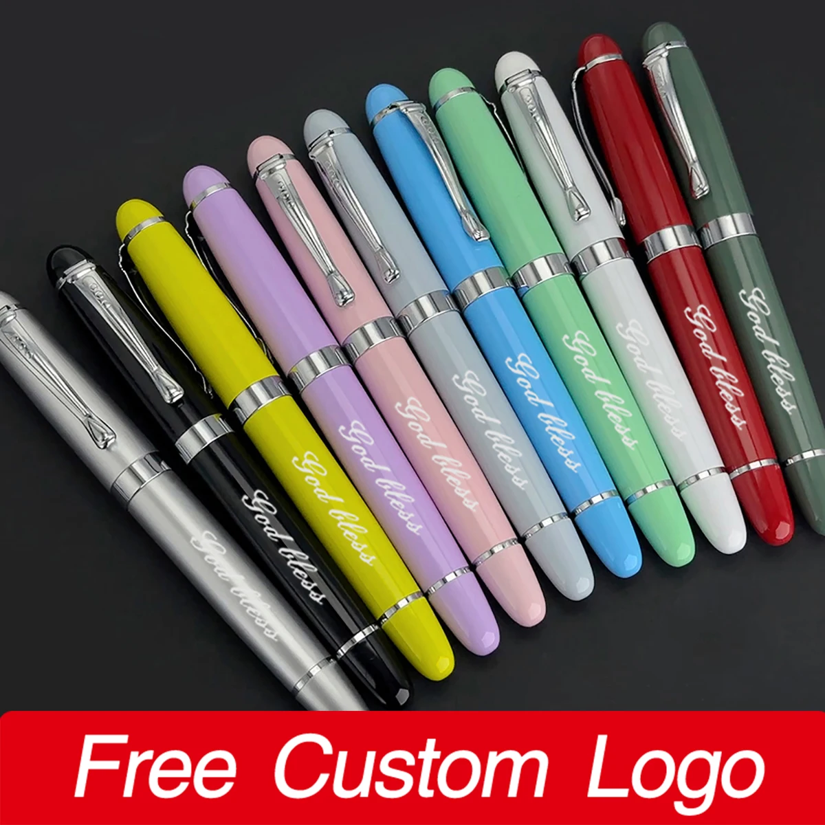 

5Pcs Macaron Color Metal Gift Signature Pen Personalized LOGO Ballpoint Pen with Rose Clip Gold Accessories Writing Orb Pens