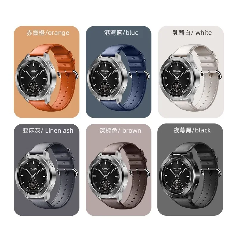 22MM Original Leather Strap for Xiaomi Watch S3/S2/S1 Pro/Active Soft Bracelet for Watch Color 2/1 Sport Series Band Accessories