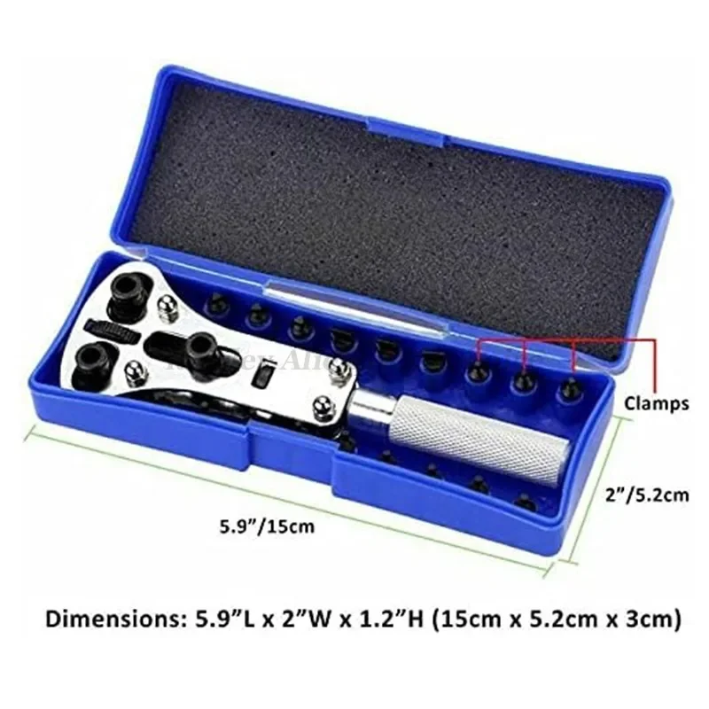 مجموعة أدوات إصلاح الساعة قابلة للتعديل، فتاحة استبدال البطارية وحامل الحركة، أداة إزالة علبة مفتاح الربط 3 نقاط