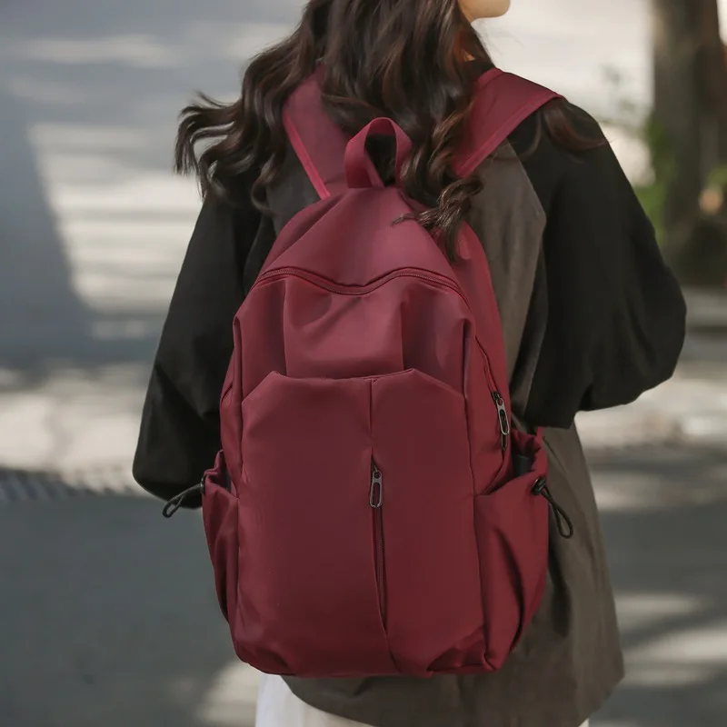 Mochila de gran capacidad para estudiantes de secundaria, bolso de hombro de ocio al aire libre para hombres y mujeres, Color sólido