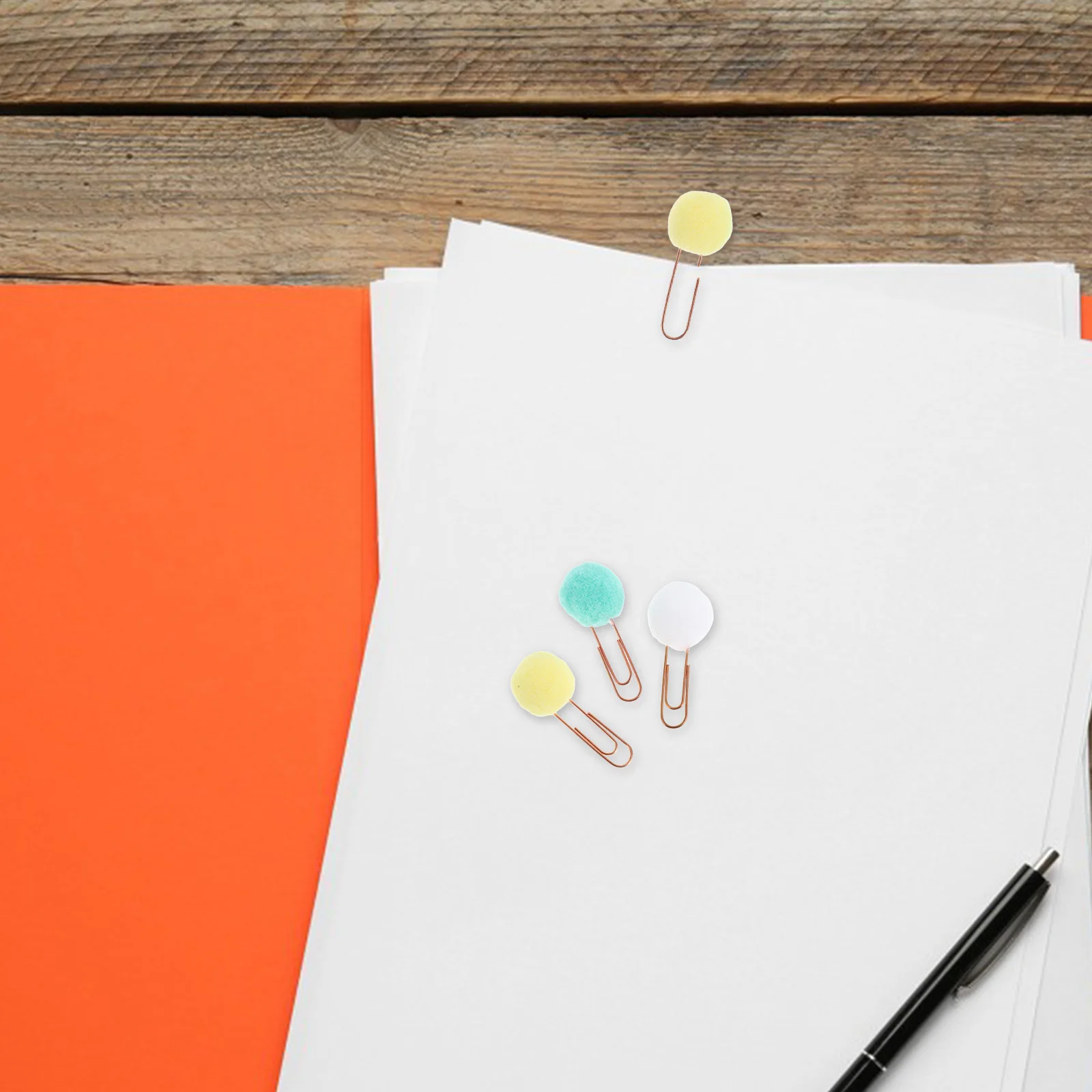 50Pcs Candy Color Pompon Ball Paper Clips Creative Metal Bookmark Clips for Notes Document Management Creative Bookmark