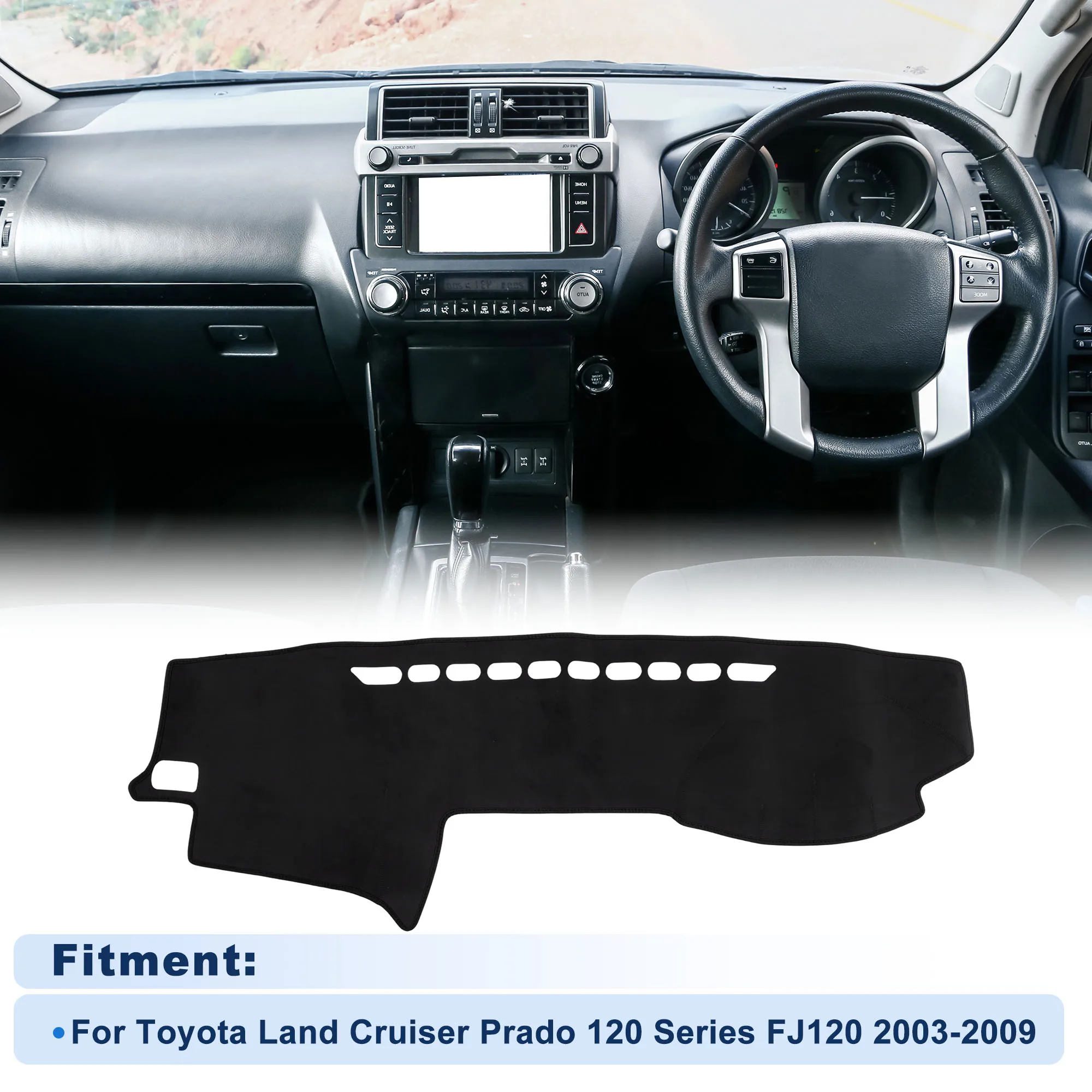 UXCELL Dash Cover for Toyota Land Cruiser Prado 120 Series FJ120 2003-2009 Black 1 set