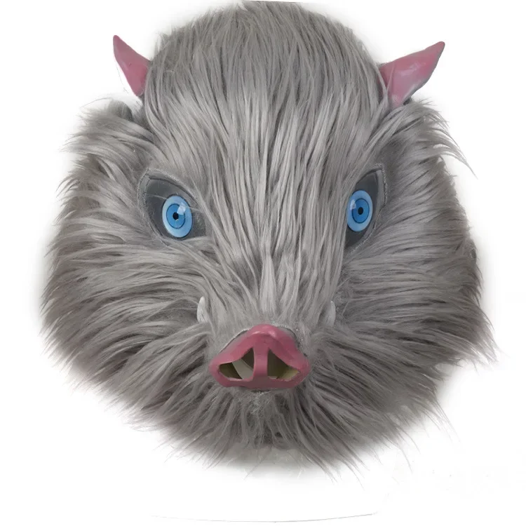 

Anime Hashibira Inosuke Mask Helmet Kimetsu No Yaiba Cosplay Hood Hair Pig Mask Headwear Halloween Carnival Costume Prop