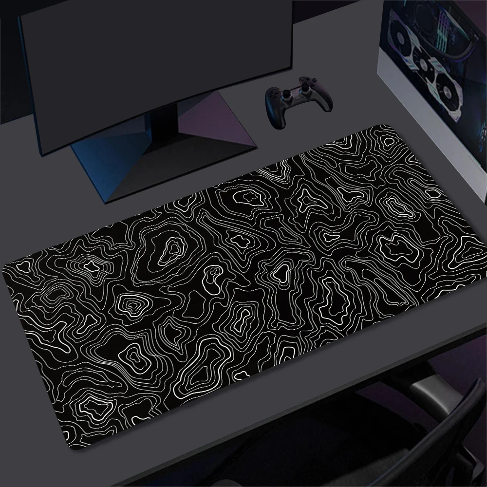 Tapis de souris de jeu noir, Polymères de Bergame, Deskvirus, Tapis de bureau mignon, Tapis de bureau, GrowXl, Sous-souris, Kawaii, Polymères de