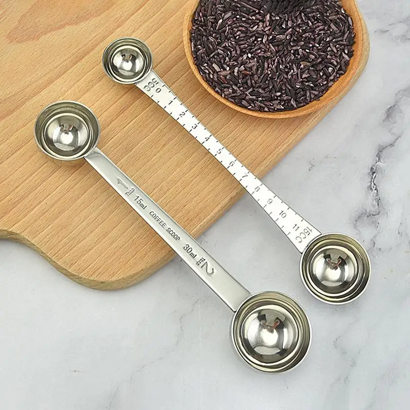 Stainless Steel Coffee Scoop Double Head Demitasse Spoons Measuring Tablespoon Dessert Spoons Measuring Spoons Portion Scoops