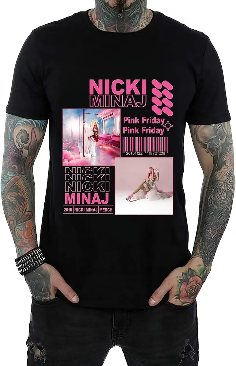 Nicki Rapper Minaj Official T-Shirt Pink Friday 2024 World Tour Retro 90s Hip Hop for Music Fan Male T Shirt