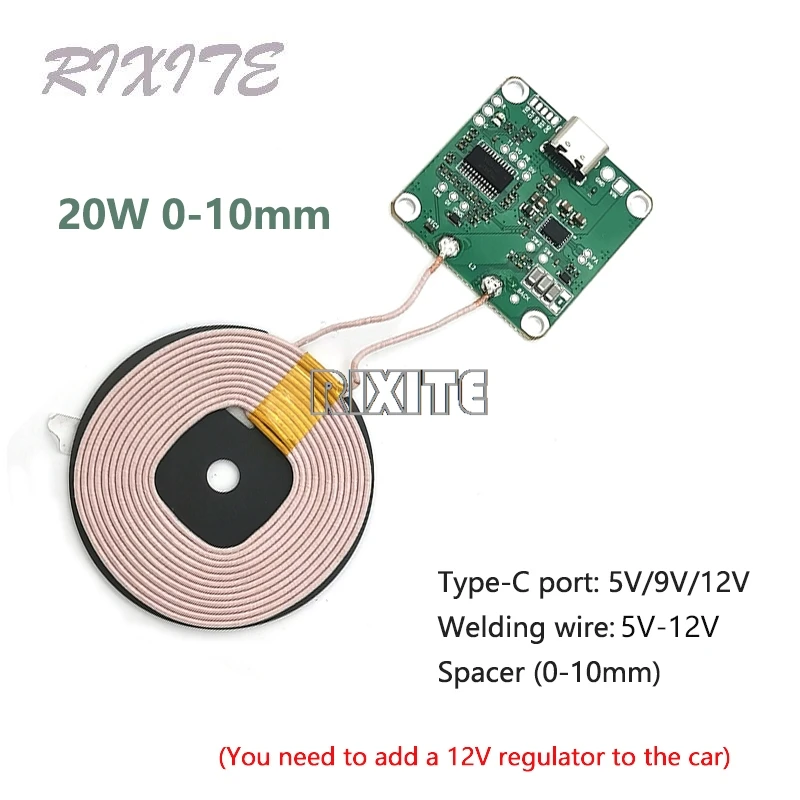 20W Type-C Wireless Charger Transmitter Module Circuit Board Fast Charging Coil 5V 9V 12V For DIY Car Phone Battery