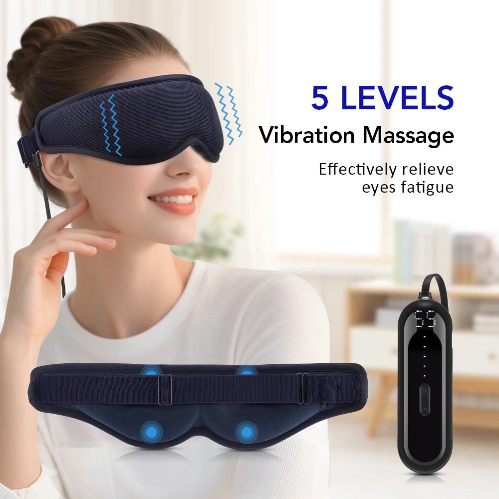 

Electric Steam 3D Eye Massage Mask 3-Level Hot Compress Sleeping Mask with Eye Shades 5 Speeds Vibration for Relaxation