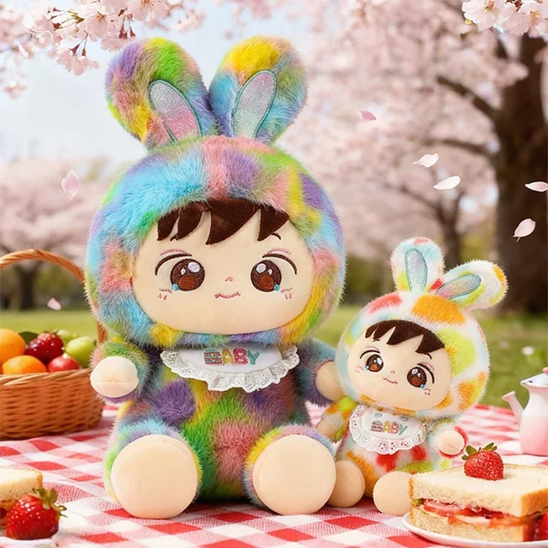 Nouveau grande taille mignon cravate colorant coloré lapin en peluche mignon lapin en peluche oreiller cadeau pour filles enfants anniversaire cadeau de noël