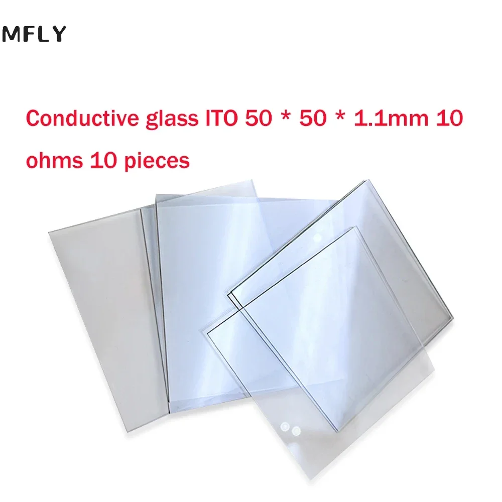 ITO Conductive Glass 50*50mm Thickness 1.1MM 10 Ohm/Sq Lab Transparent Conductive Indium Tin Oxide ITO Glass Coated Glass