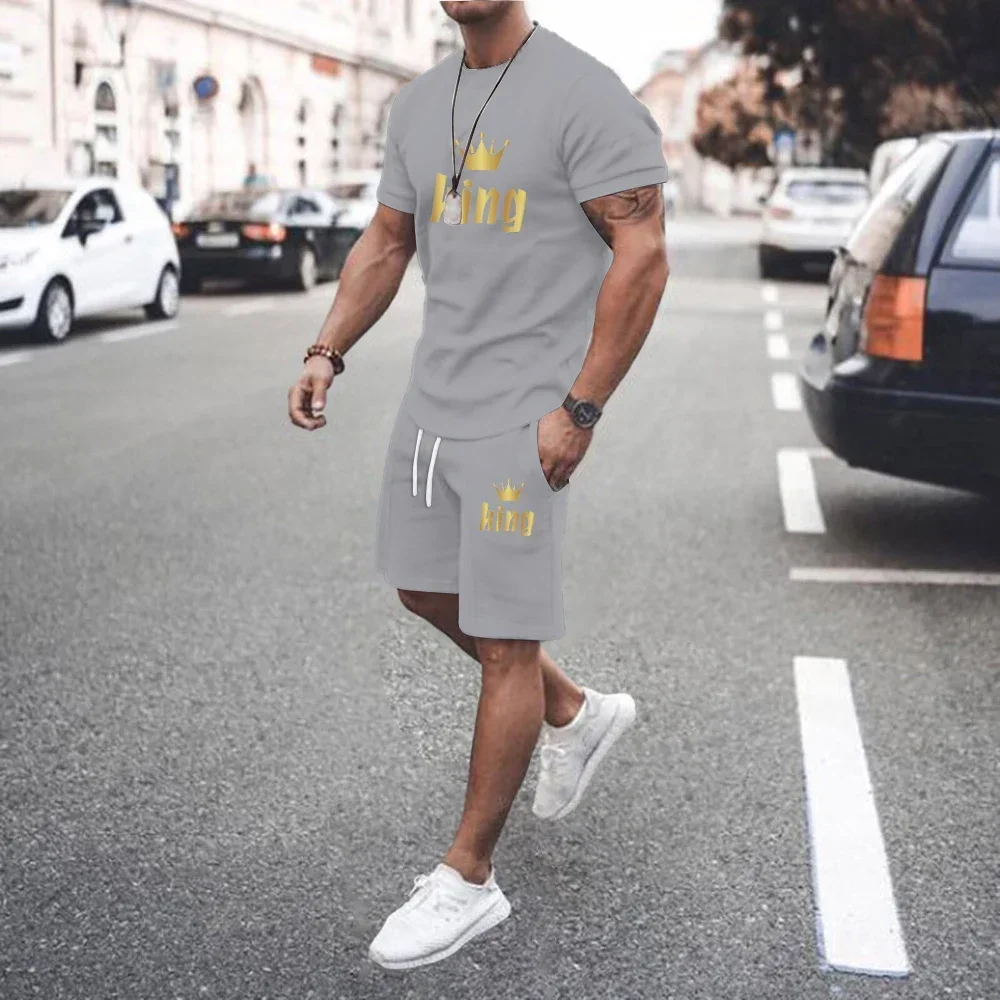 Jogging Fitness Sports Suit T-shirt Casual Suit Men's Summer Suit Sports Comfortable Breathable Mesh Running