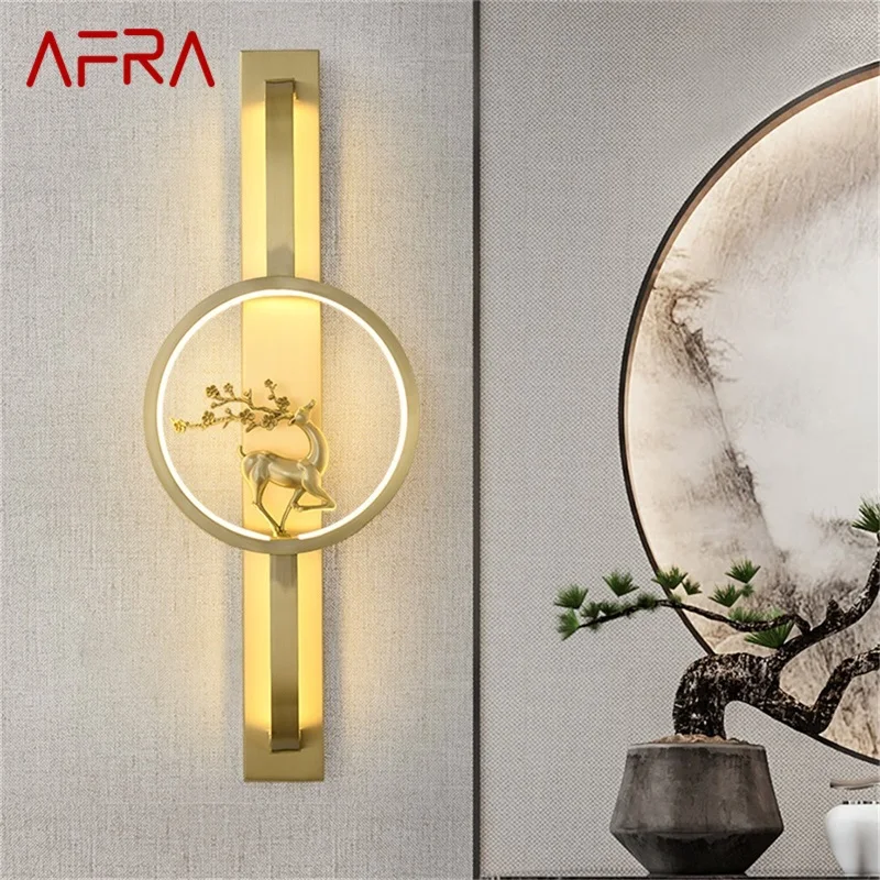 

AFRA Brass Wall Light Indoor Contemporary Luxury Design Sconce Lamp For Home Living Room Corridor