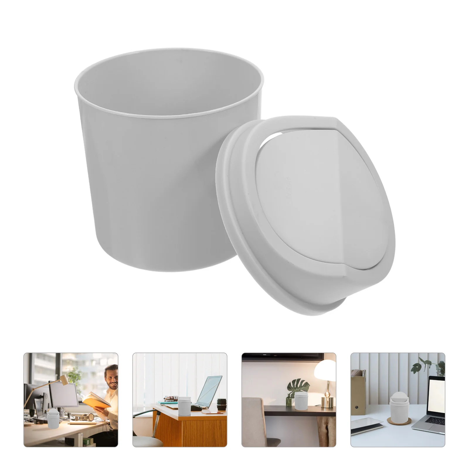 

Mini Desk Trash Can Swing Lid 2L Capacity Compact Desktop Garbage Bin for Office Bedroom Vanity Small Trash Container
