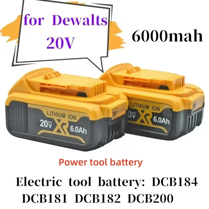 

2024 screwdriver DeWalt new 20V 6.0 Ah power tool battery, DCB184 DCB181 DCB182 DCB200 20V 6A 18V 20V battery replacement