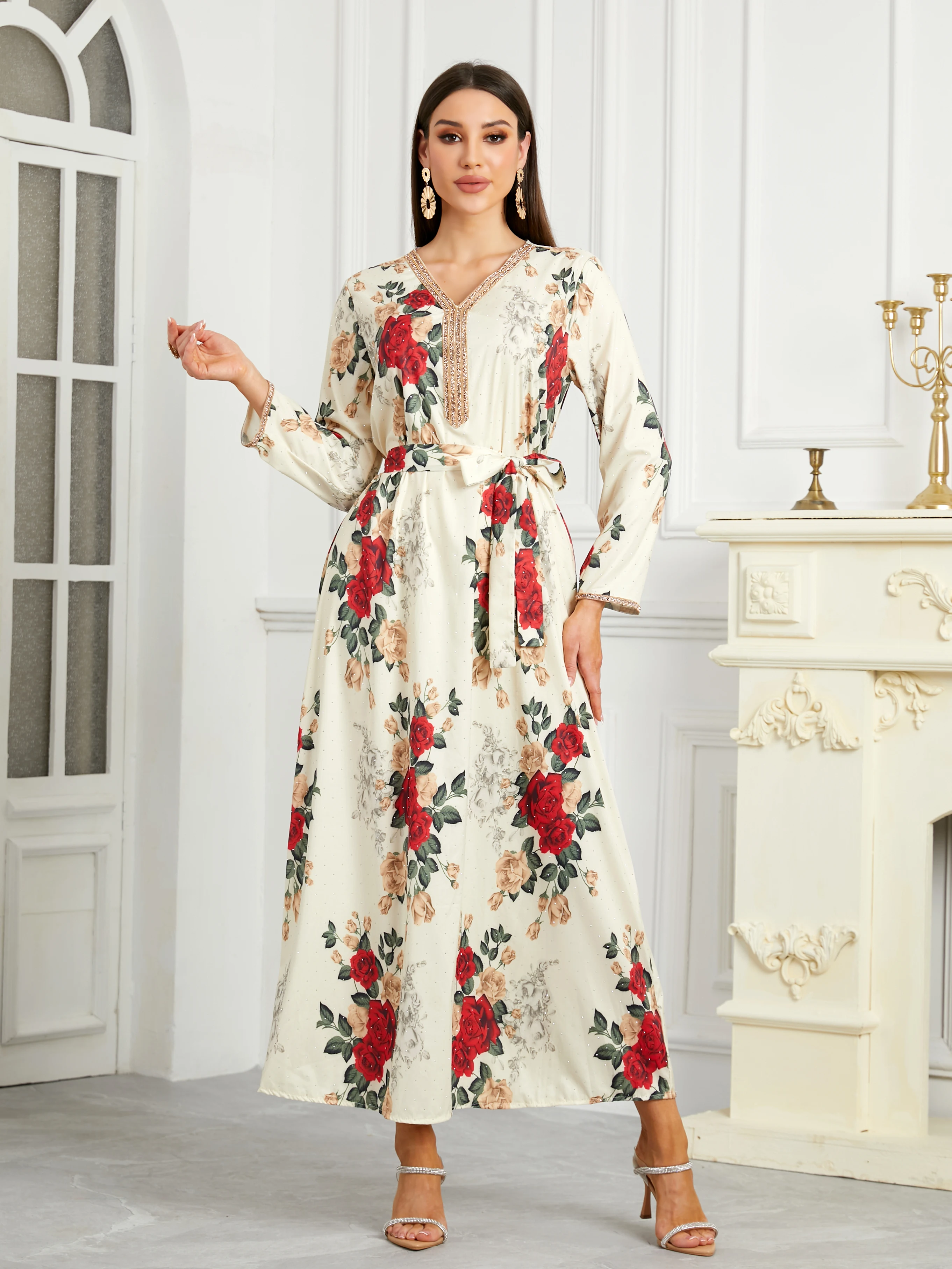 

Plus Size Oh My! Middle East Saudi Dubai Abaya Floral Print Dress—Vacation Glam That Wows!