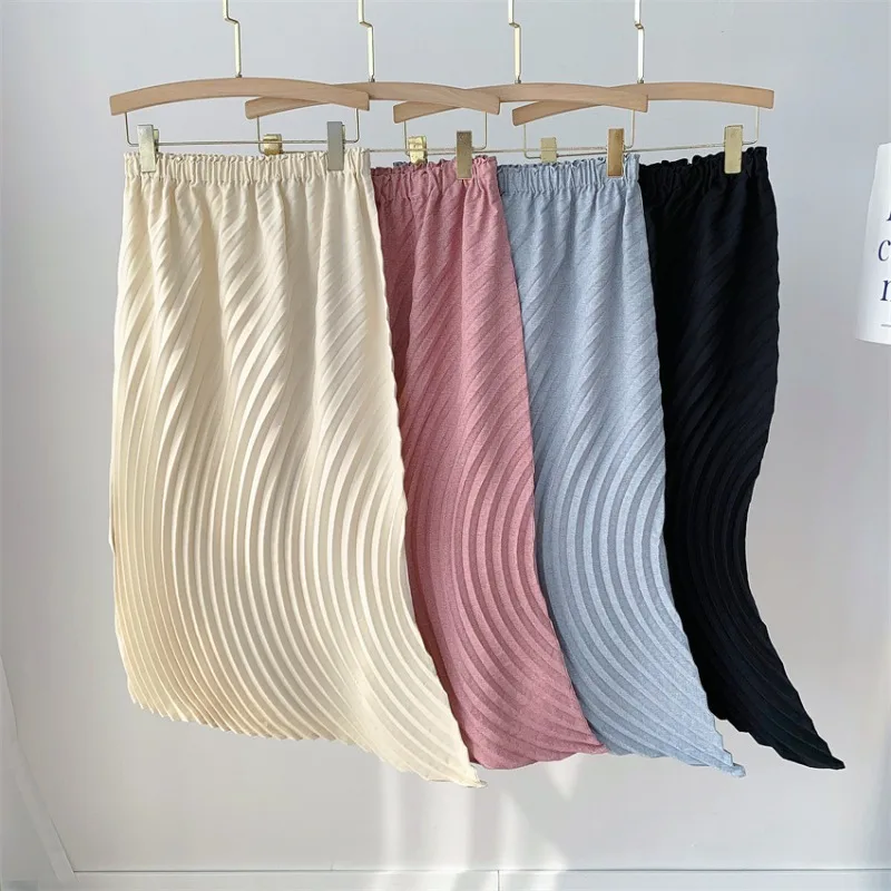 Miyake Hand-Pleated T-Shirt 2026 Summer New Women Top Tank Top Minimalist Skirt Casual French Dress Set Wrinkle-Free Clothing