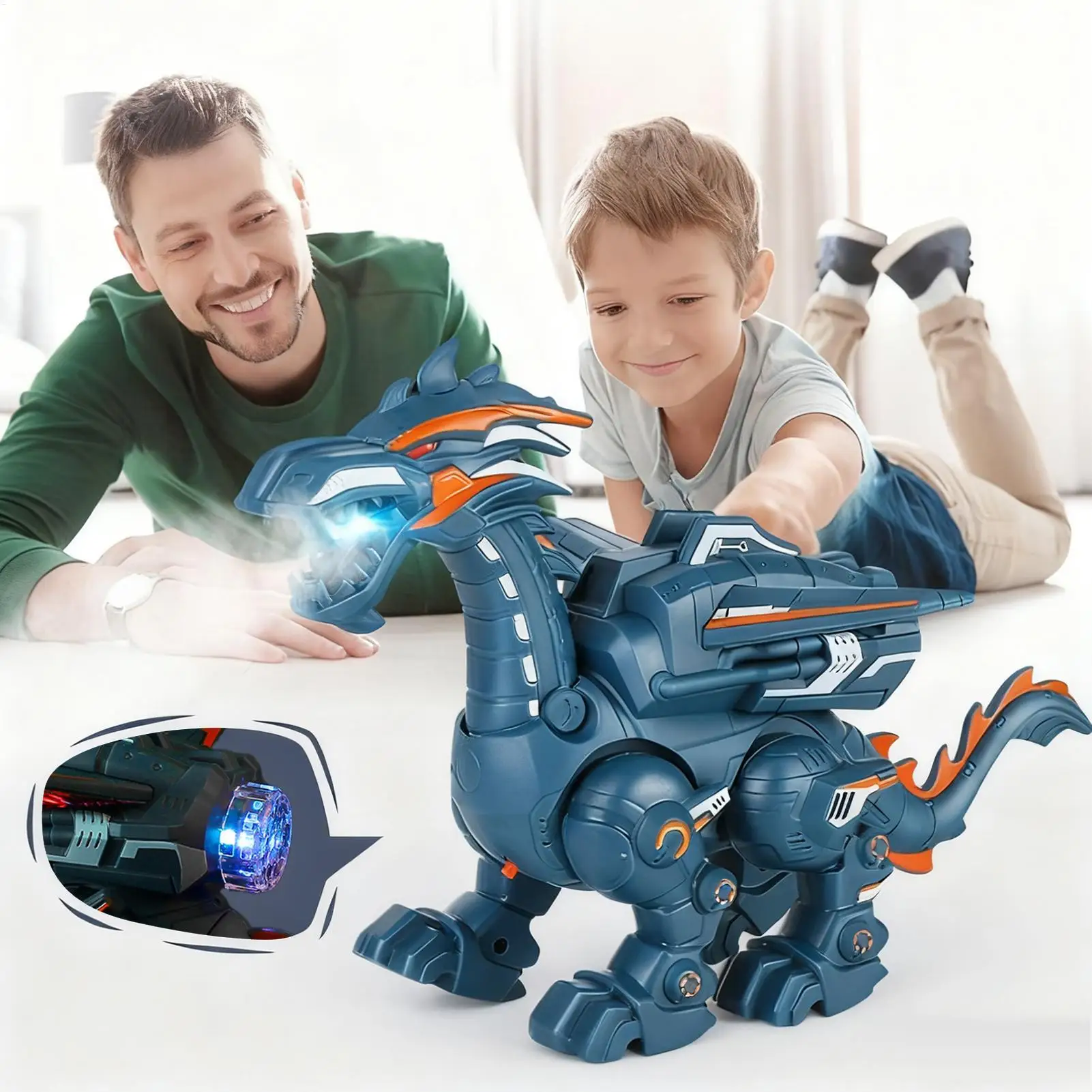 Juguete de dinosaurio eléctrico grande para niños, mundo de dinosaurios con chorro que camina, juego educativo de voz mecánica, regalo Ideal para niños