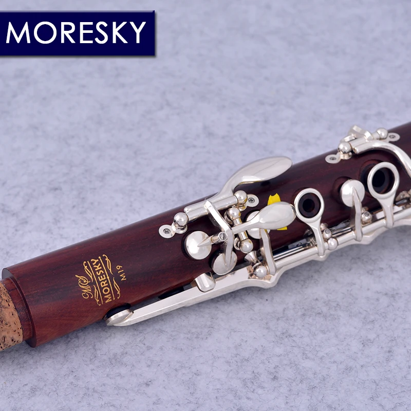 MORESKY czerwone drewno profesjonalne Klarnet palisander Bb Silver Plated17 klucze Mopane Sib Klarnet M19(OEM)