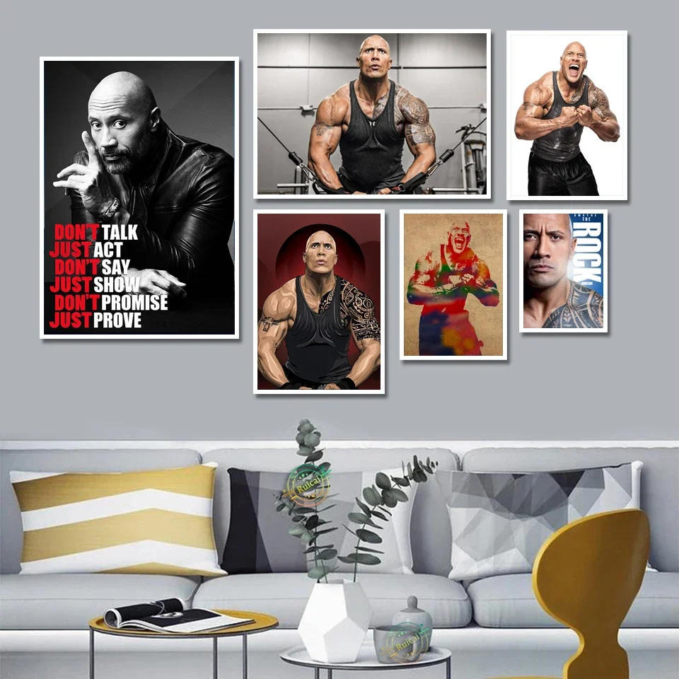 The Rock Dwayne Johnson Movie Actor Wrestler Fitness Wall Art Home Decor in Poster Print or Canvas