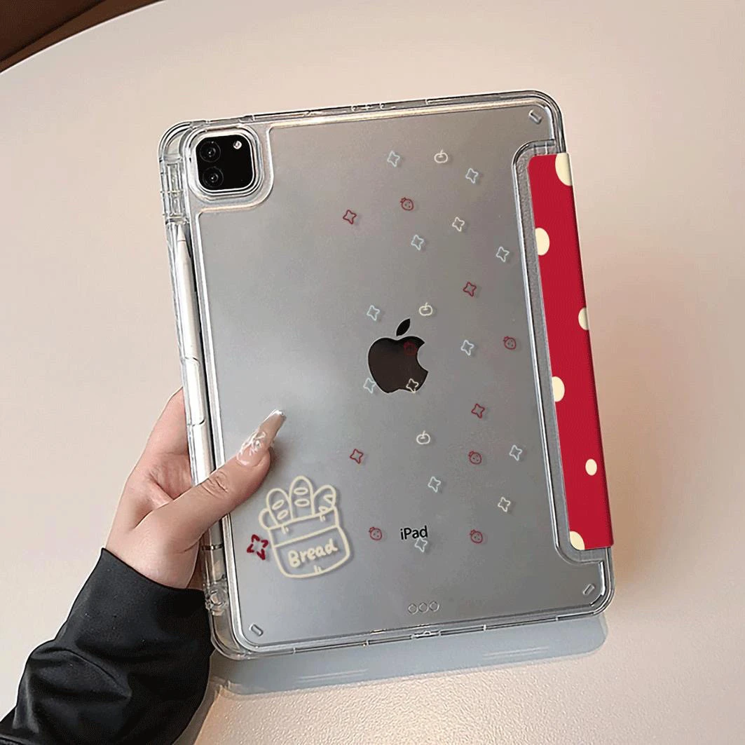 Red Polka Dot Bread Tablet Case For iPad Pro 11 12.9 13 A16 M2 M4 M3 M5 Shell 9.7 10.2 5/6/7/8/9/10/11th Mini Air 3 4 5 6 Cover
