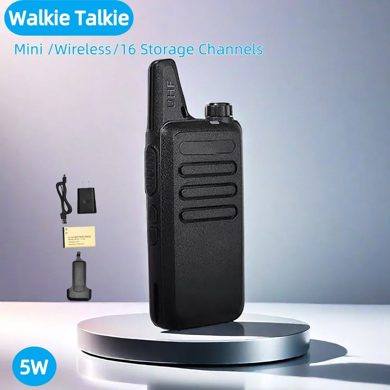 Portable Wireless Walkie Talkie Long Range UHF 16 Storage Channels Mini High-Power Intercom Rechargeable For Hotel Restaurant