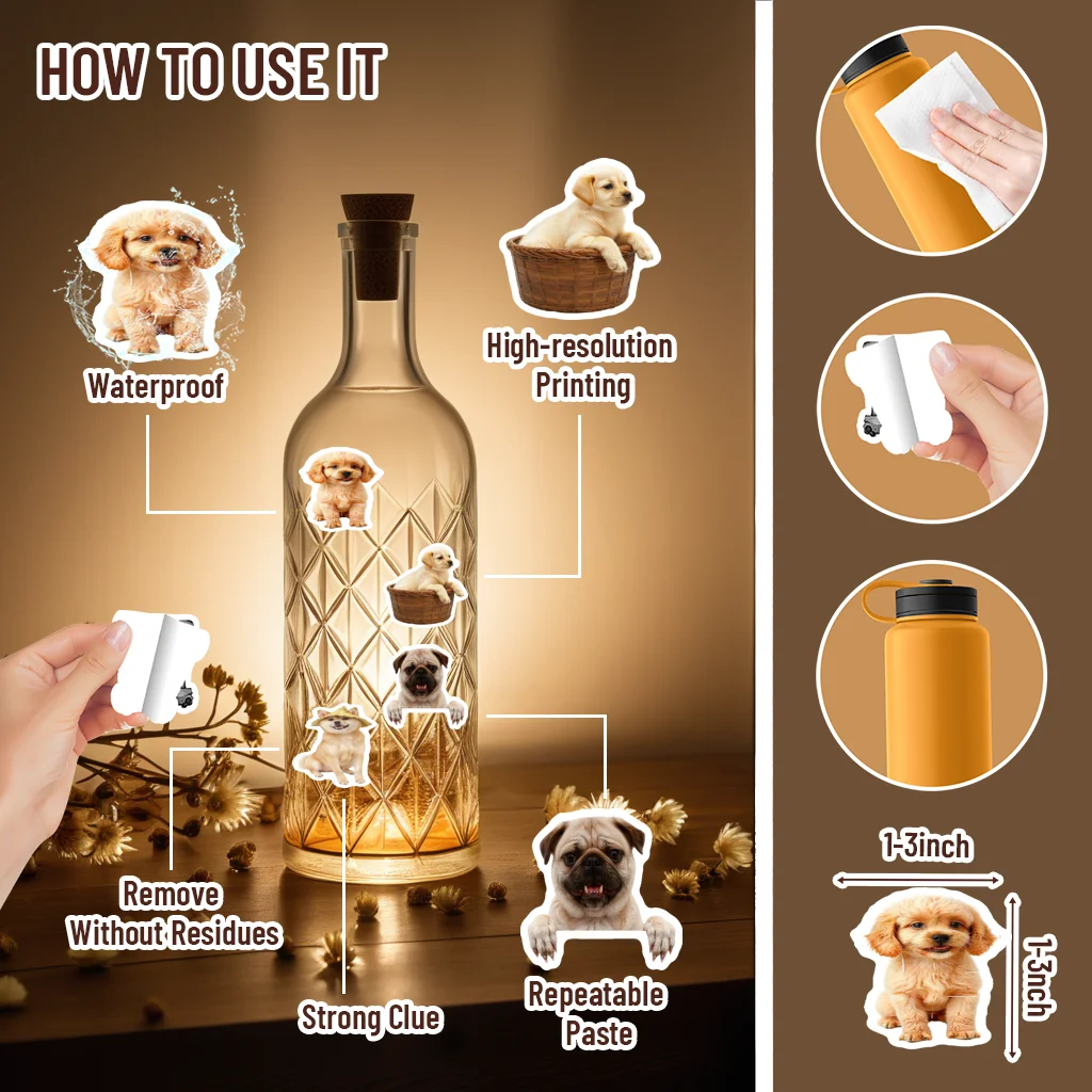 35pcs Realistic Dogs Stickers Cartoon Pets Animal Stickers PVC Sticker For Notebook Luggage Mobile Phone Cup Guitar Laptop DIY