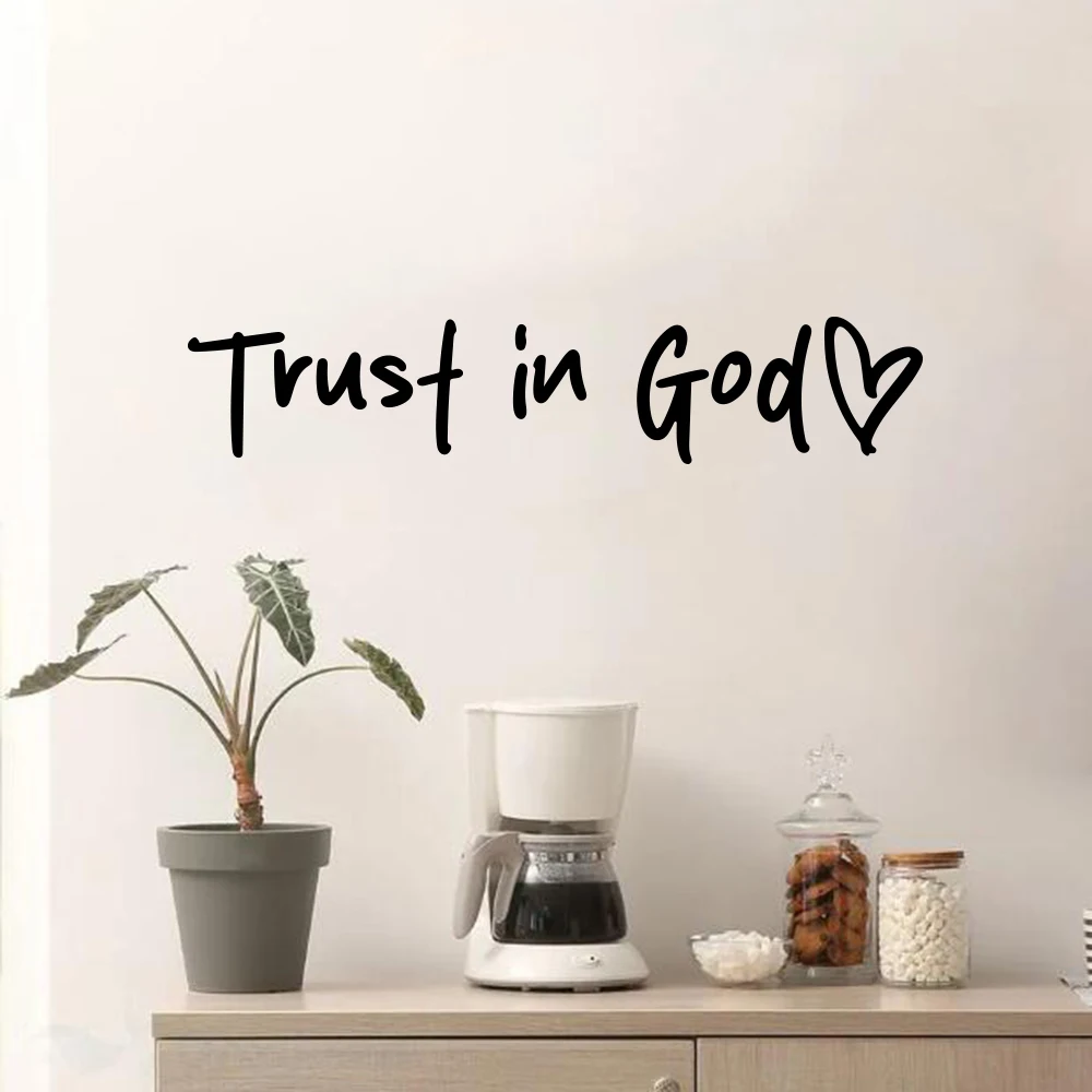 Trust in God Heart Wall Sticker Faith Bible Verse Christian Church Wall Decal Bedroom Living Room Home Wall Decor