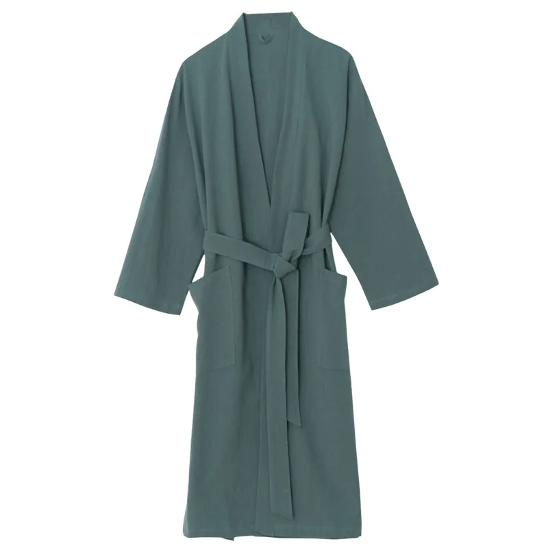 Hotel Bathrobe  Double Layer Gauze Kimono Collar Cotton Yarn 3 Colors Available 100%Cotton Thickened Home Dressing Comfortable