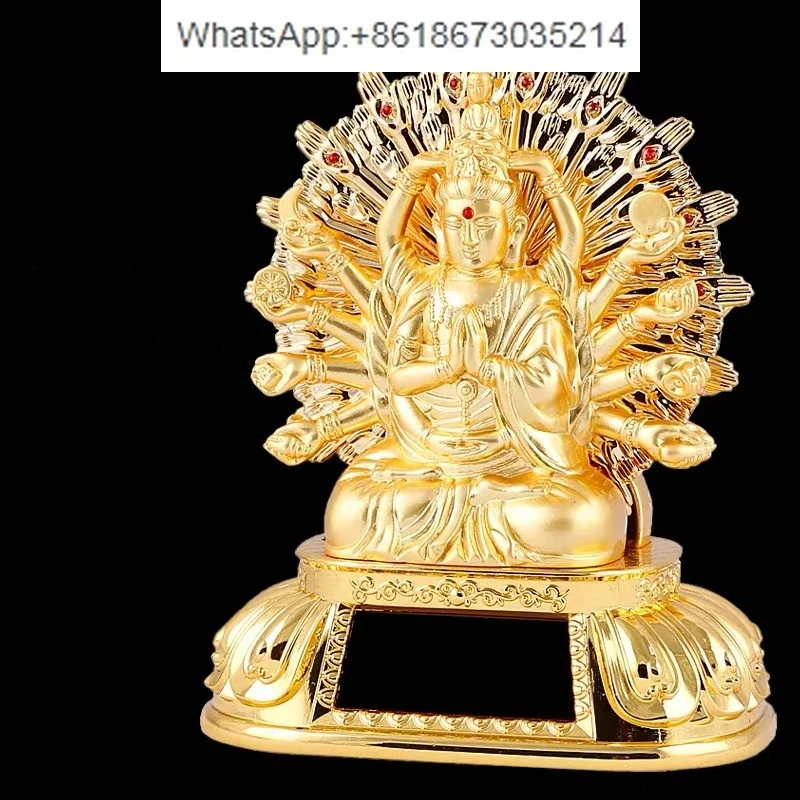 

1 pc alloy Solar powered car mounted accessories Buddha Statue Sculpture Crafts Feng Shui Accessories pray for auspiciousness