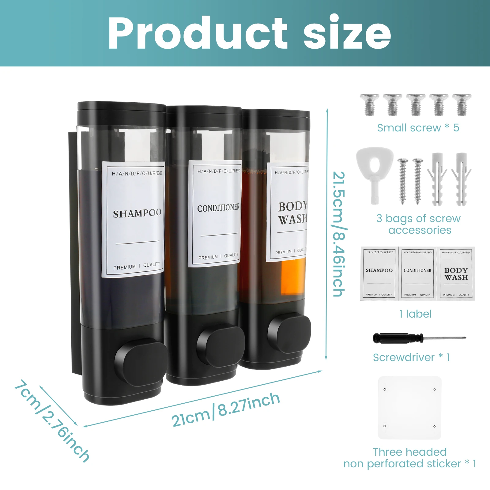 Wall Mounted Bathroom Liquid Soap Dispenser Three Head Hand Sanitizer Holder Wall Mount Soap Shampoo Gel Shower Liquid Container